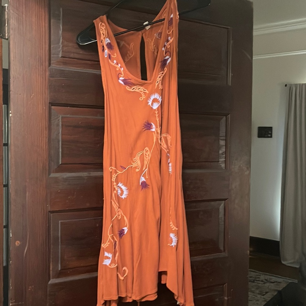 Free people side tie embroidered dress